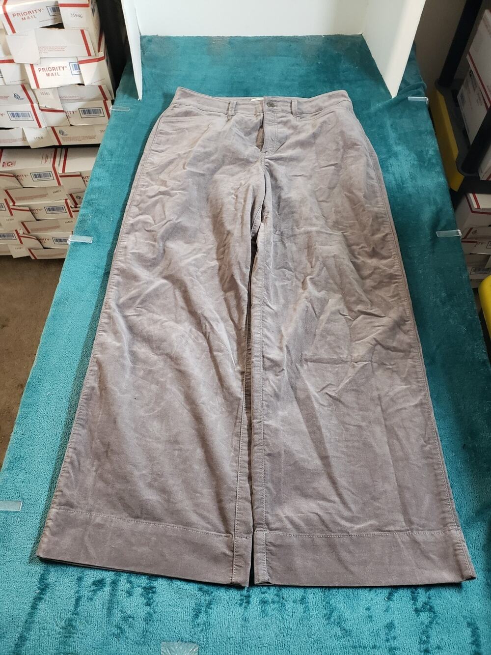 Talbots Jeans Size 12 Womens Gray Velvet Pants Mid Rise Ladies Wide Leg